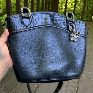 Rare VTG Brighton Black  Leather Handbag Purse VTG